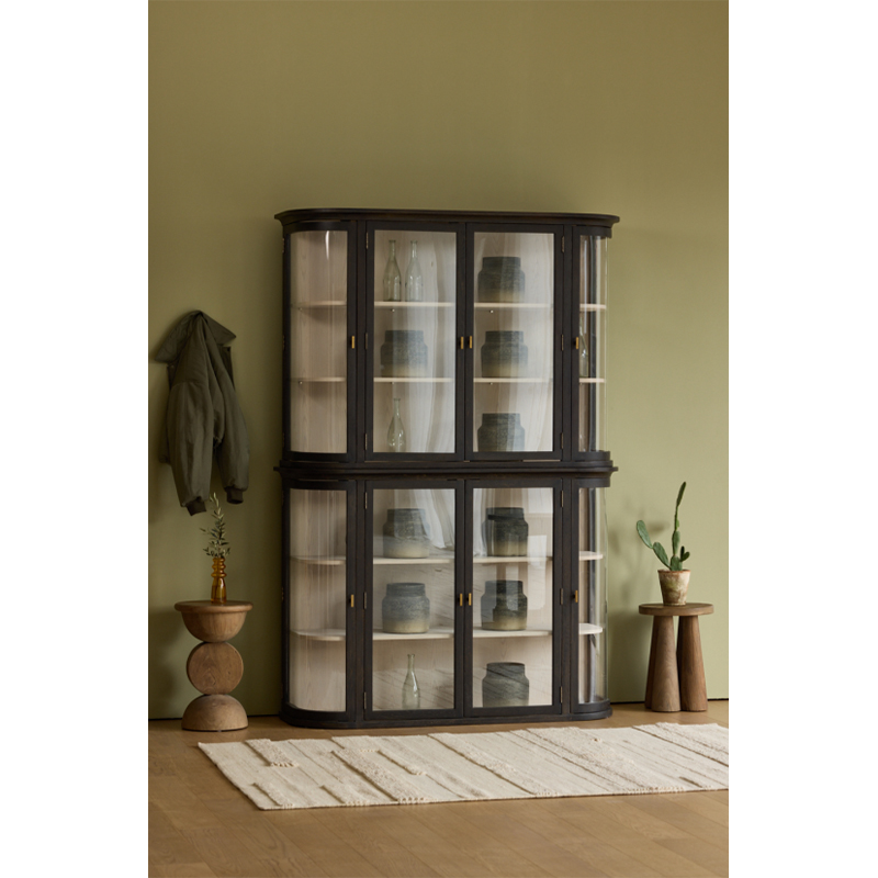 Wooden Furniture Wabi-sabi New Chinese Modernism With Classic Modern Minimalist Style Glass Wooden Cabinet Imported Oak