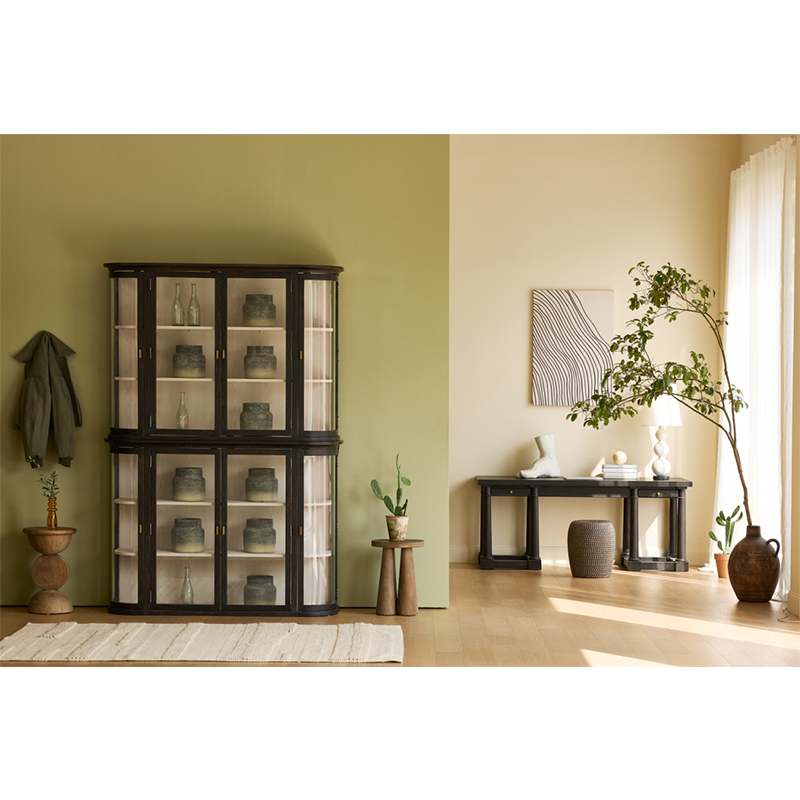 Wooden Furniture Wabi-sabi New Chinese Modernism With Classic Modern Minimalist Style Glass Wooden Cabinet Imported Oak